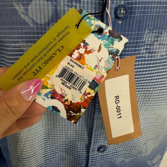 Robert Graham Woven Button Front Long Sleeve Kings Valley Light Blue Shirt M - Picture 6 of 8